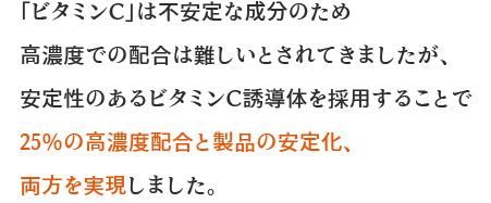 25％の高濃度配合と安定化、両方を実現